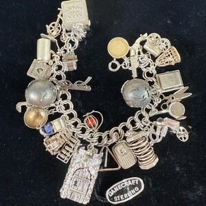 Vintage Moveable LOADED Sterling 925 Silver Articulated Charm Bracelet 89.3 G